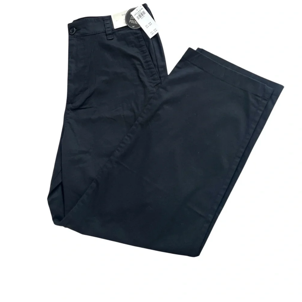 Hollister Black Chinos Flat Front Cotton Blend